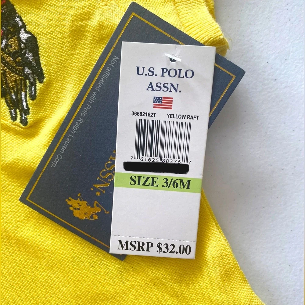 U.S Polo Assn. Baby Girls Yellow Polo Shirt 3-6 M